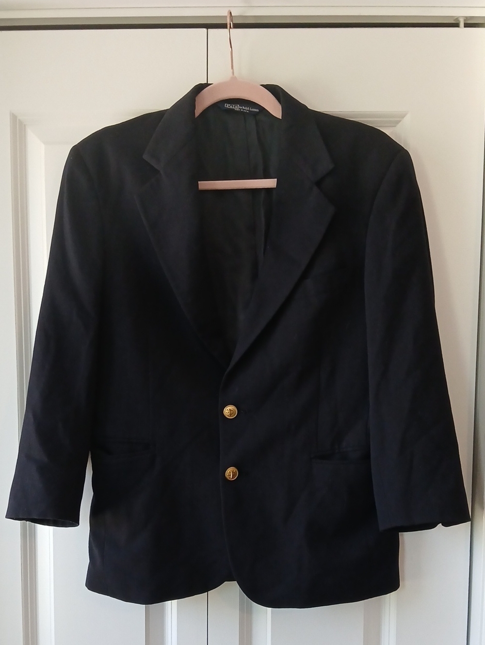 Polo Ralph Lauren Boy's Black Blazer with Equestrian Gold Buttons Sz 16